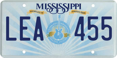 MS license plate LEA455