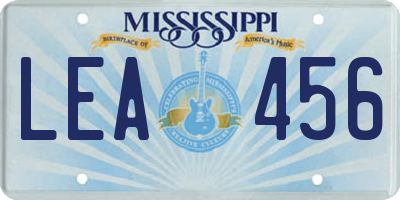 MS license plate LEA456