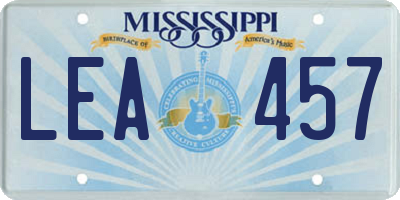 MS license plate LEA457