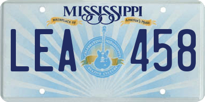 MS license plate LEA458