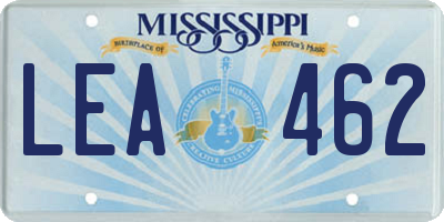 MS license plate LEA462