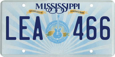 MS license plate LEA466