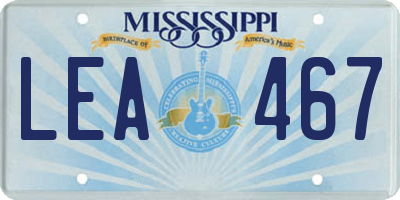 MS license plate LEA467