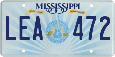 MS license plate LEA472