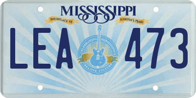 MS license plate LEA473