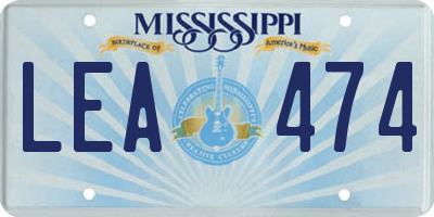 MS license plate LEA474