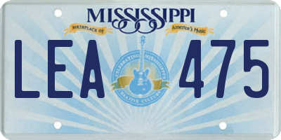 MS license plate LEA475