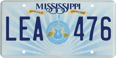 MS license plate LEA476
