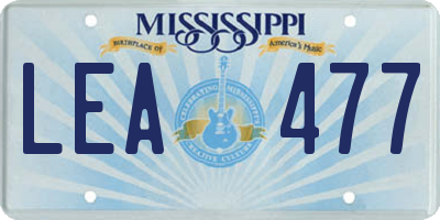 MS license plate LEA477