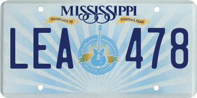 MS license plate LEA478