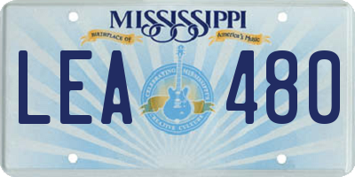 MS license plate LEA480