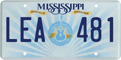 MS license plate LEA481