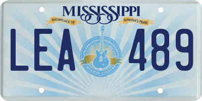 MS license plate LEA489