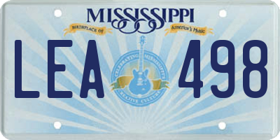 MS license plate LEA498