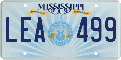 MS license plate LEA499