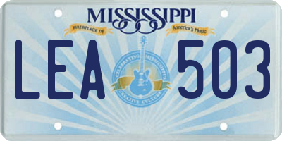 MS license plate LEA503
