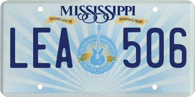 MS license plate LEA506