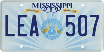 MS license plate LEA507