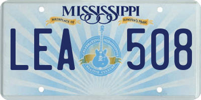 MS license plate LEA508