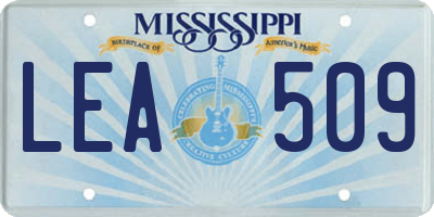 MS license plate LEA509