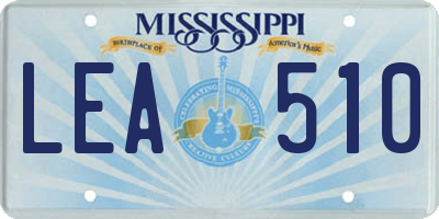 MS license plate LEA510