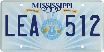MS license plate LEA512