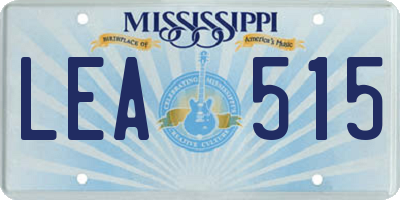 MS license plate LEA515