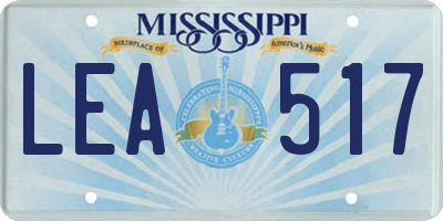 MS license plate LEA517