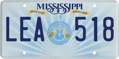 MS license plate LEA518