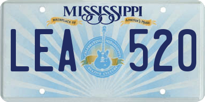 MS license plate LEA520