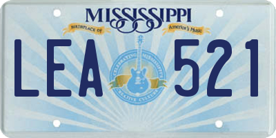 MS license plate LEA521