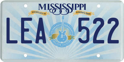 MS license plate LEA522