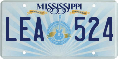 MS license plate LEA524