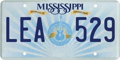 MS license plate LEA529