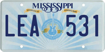 MS license plate LEA531