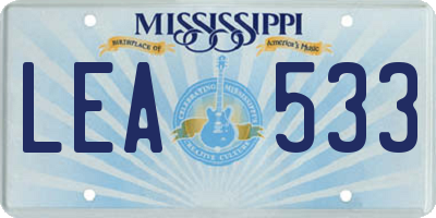 MS license plate LEA533