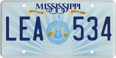 MS license plate LEA534