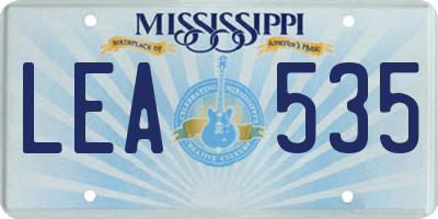 MS license plate LEA535