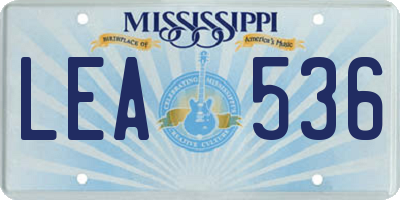 MS license plate LEA536