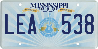 MS license plate LEA538