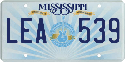 MS license plate LEA539