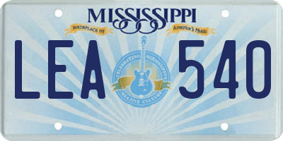 MS license plate LEA540