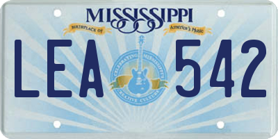MS license plate LEA542