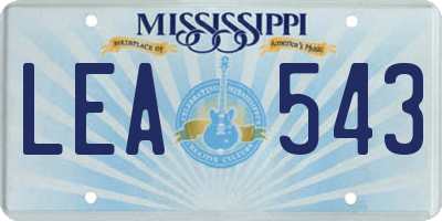 MS license plate LEA543