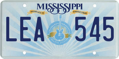 MS license plate LEA545
