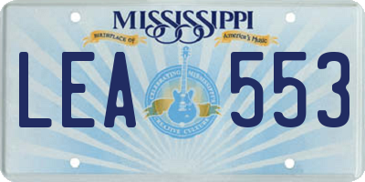 MS license plate LEA553