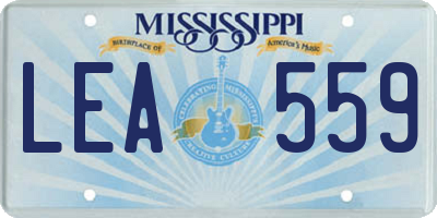 MS license plate LEA559