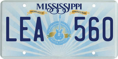 MS license plate LEA560