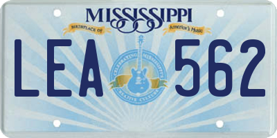 MS license plate LEA562