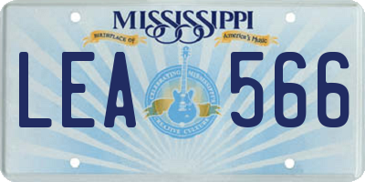 MS license plate LEA566